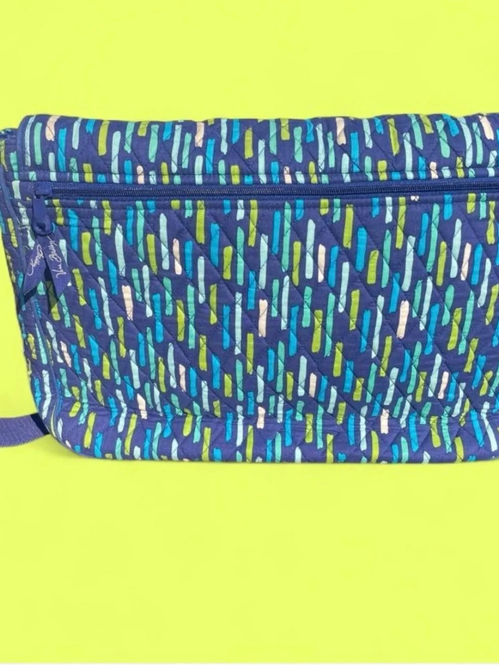 Vera Bradley retired Katarina Showers Blue Multi Quilted Crossbody laptop Bag